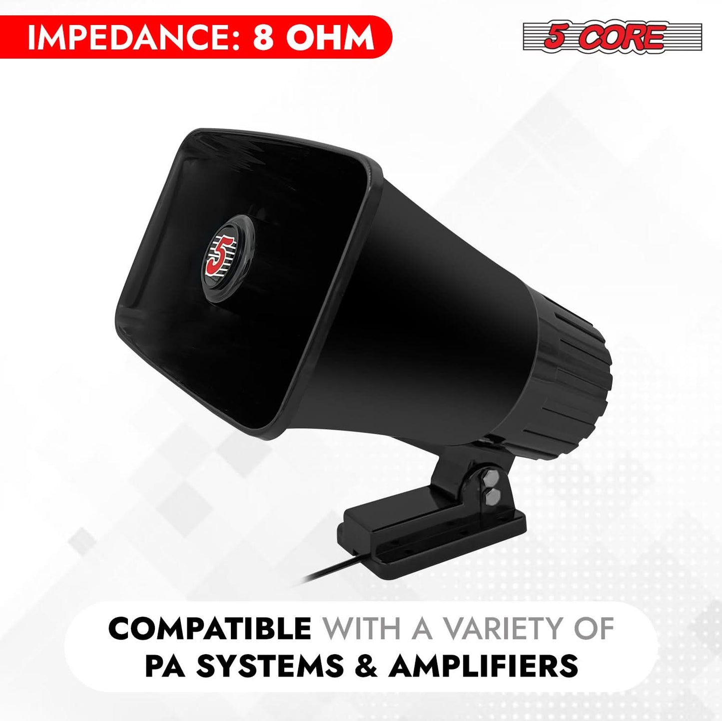 5 Core PA Speaker 5 x 8" 65W Bull Horn Loud Audio Outdoor Speakers System 8Ohm Reflex Megaphone-2