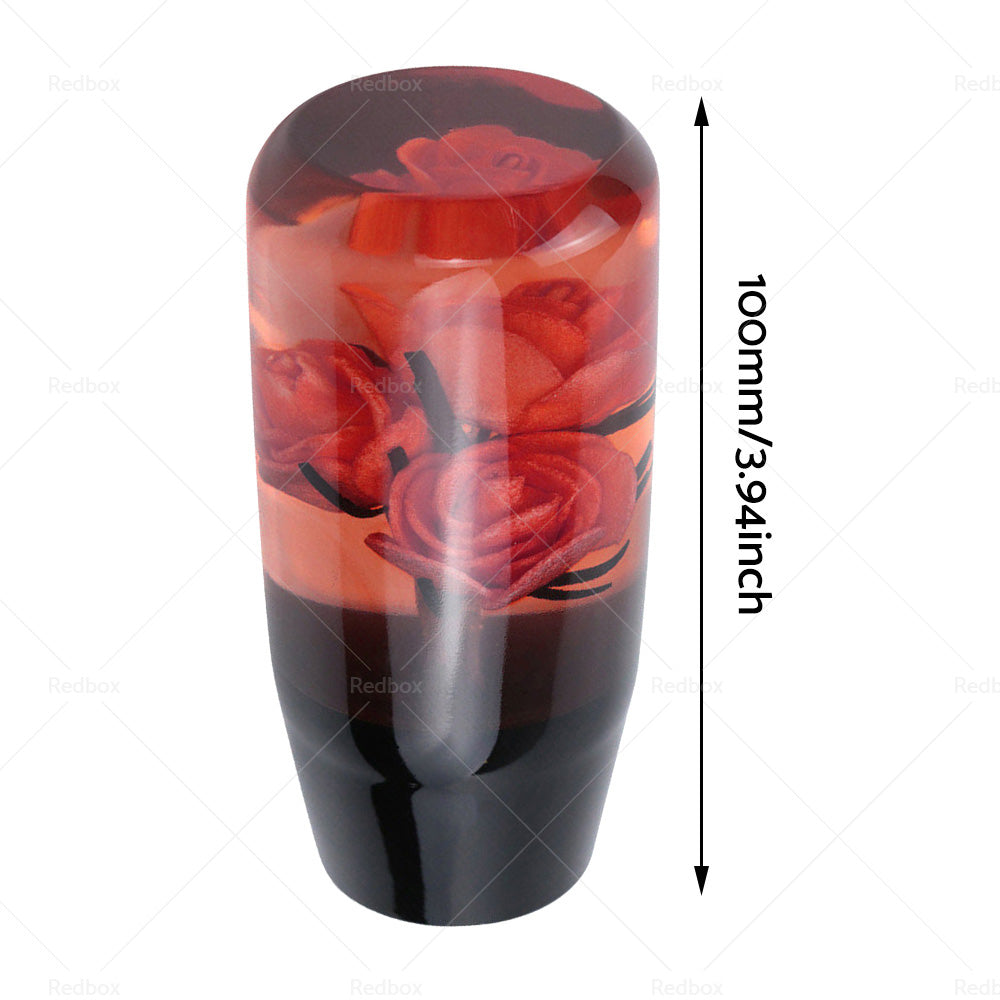 10CM Clear Red Real Flowers Manual Gear Stick Shift Knob Lever Shifter-2