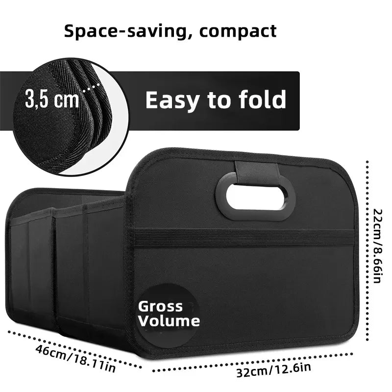 Large Collapsible Trunk Storage Box with Multi Pockets Black-2