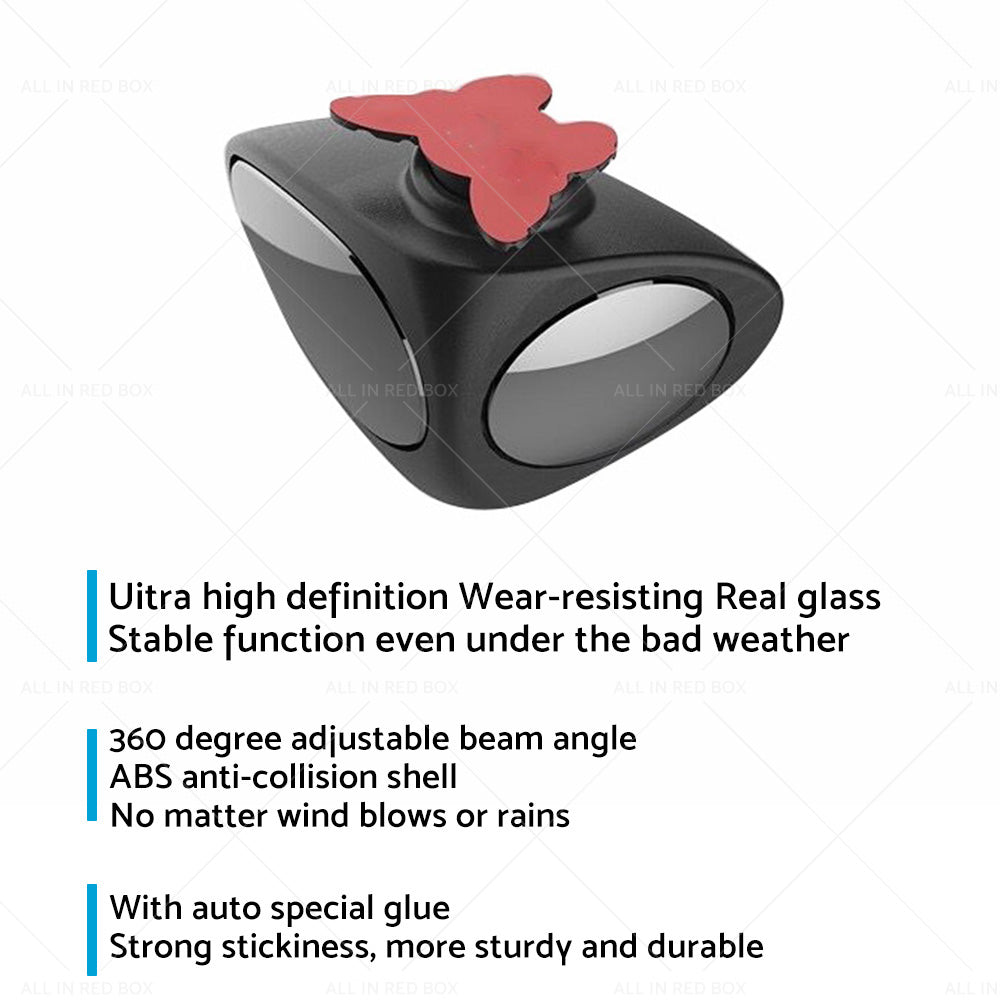 2PCS Car Exterior Panoramic Door Side Rear View Mirror Blind Spot Wide Angle 360-2