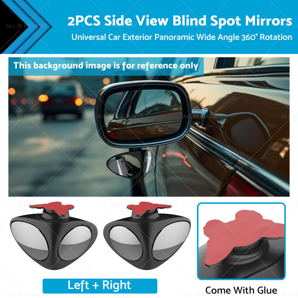 2PCS Car Exterior Panoramic Door Side Rear View Mirror Blind Spot Wide Angle 360-0