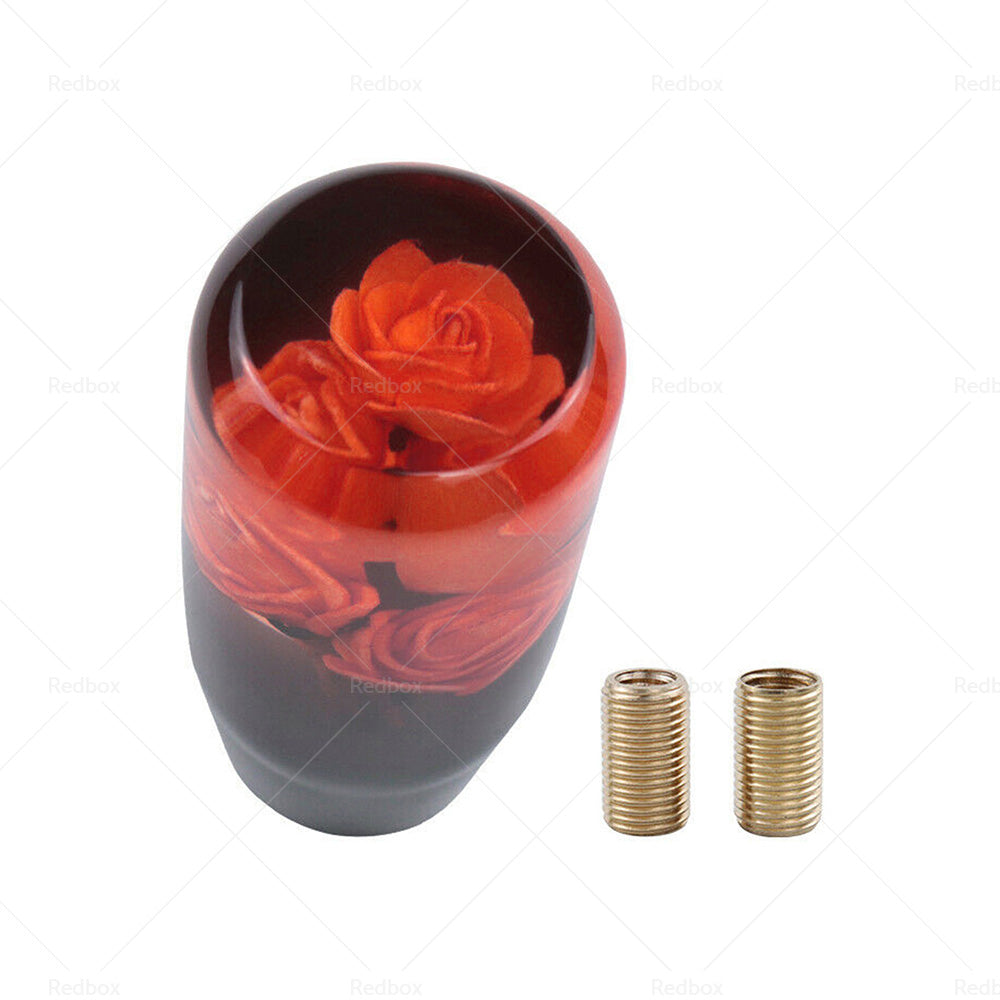 10CM Clear Red Real Flowers Manual Gear Stick Shift Knob Lever Shifter-3