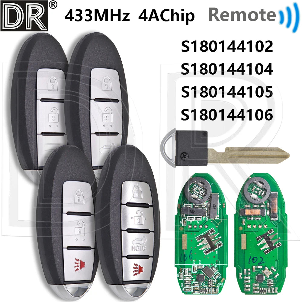 Great 4A Chip 433Mhz S180144102/104/105/106 Proximity Car Remote Control Key for Nissan Rogue Qashqai X-Trail 2014 2015 2016